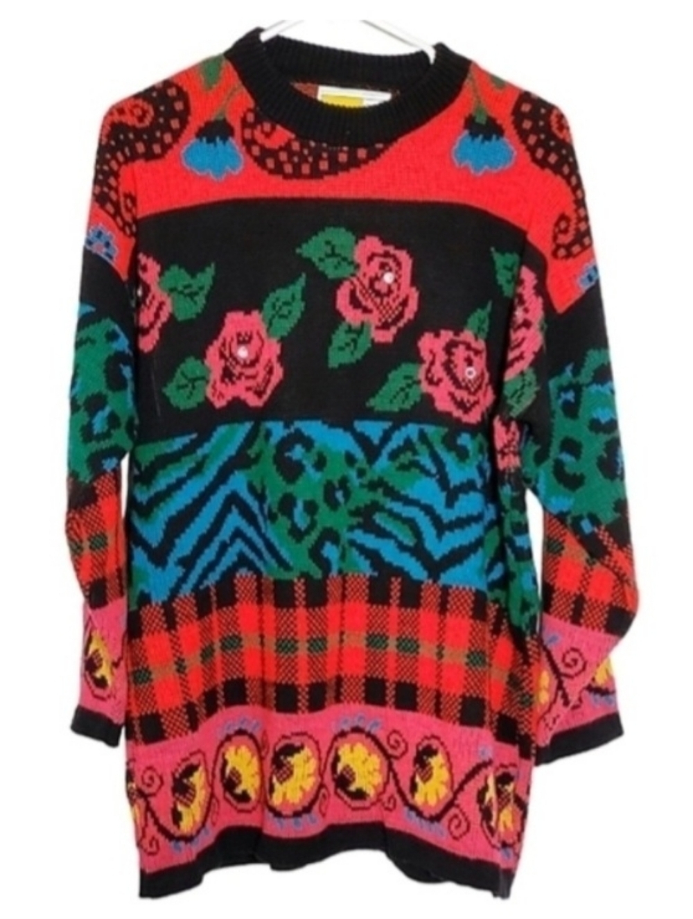 Traffic Jam Vintage Knit Sweater Red Black Size Unknown 80s